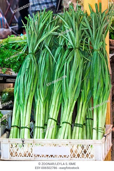 Fresh Organic Leeks At A Street Market