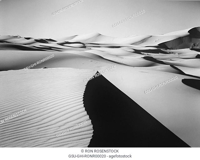 Shadows on Sand Dunes, Sahara Desert, Merzouga, Morocco