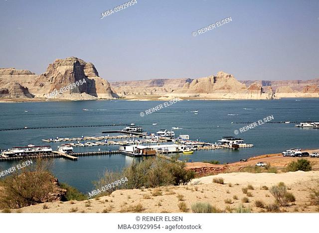 usa, Arizona, Glen Canyon, Lake Powell, harbor, boats