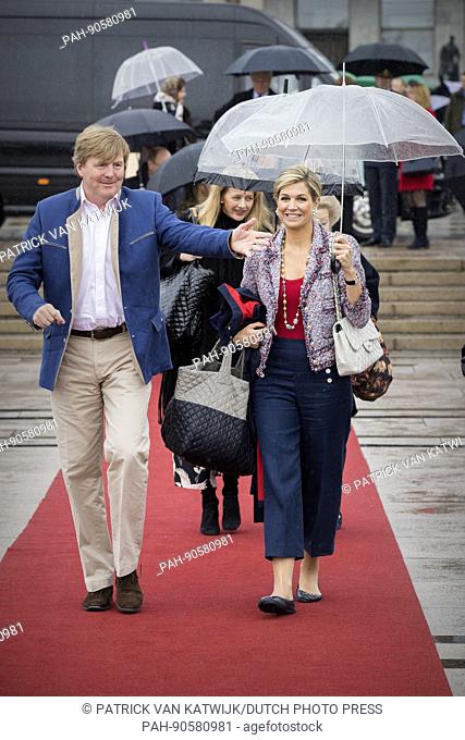 King Willem-Alexander, Queen Maxima, Princess Beatrix and Princess Mabel of The Netherlands attends the 80th birthday lunch of King Harald and Queen Sonja of...