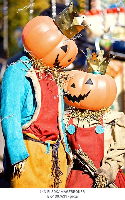 The Halloween king and queen scarecrows in Tivoli, Copenhagen, Denmark, Europe