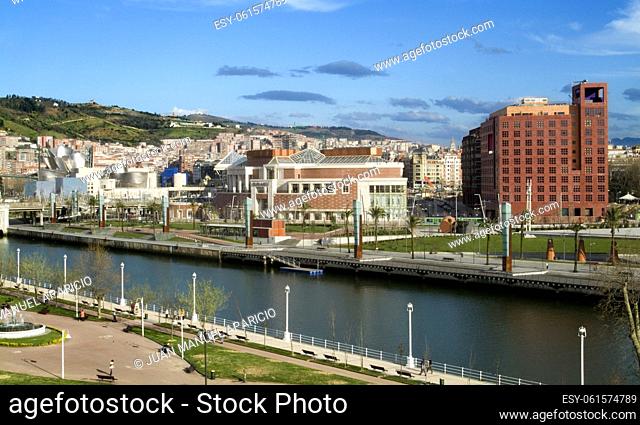 View of Bilbao with the Hotel Melia to the Right and Center Zubiarte in the center of the image