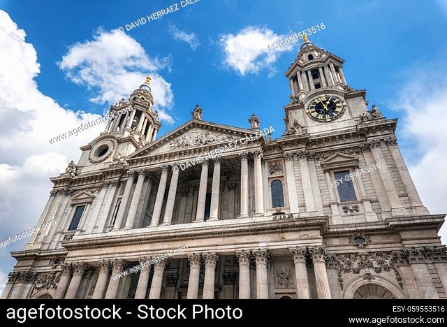 Exterior Detail of London's Saint Paul's Cathedral facade