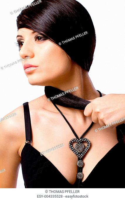 Beautiful fashiom model portrait with jewelry