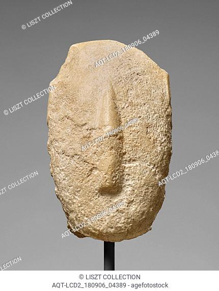 Head from a Female Figure; Goulandris Master (Cycladic, active 2500 - 2400 B.C.); Cyclades, Greece; 2800 - 2200 B.C; Naxian marble; 10.5 × 6