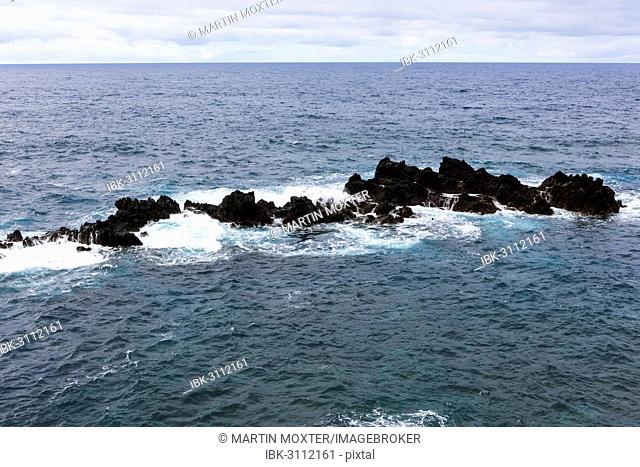 Reef in the Atlantic Ocean near Porto Moinz, Lanceiros, Porto Moniz, Madeira, Portugal
