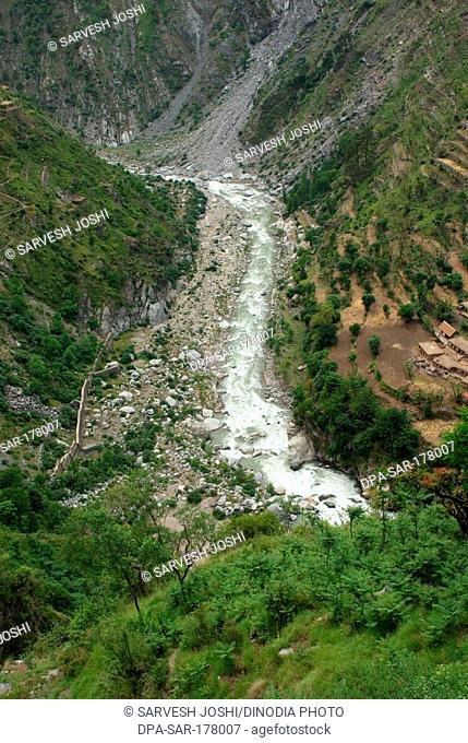 Chenab river hill on Jammu Srinagar road Jammu & Kashmir India Asia