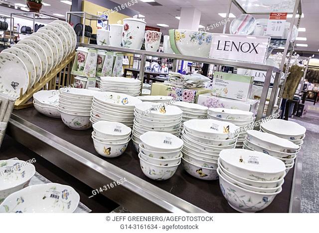 Florida, Miami, Kendall, Dadeland Mall, shopping, Macy's Department Store, Lenox, dishes bowls dinnerware, sale display