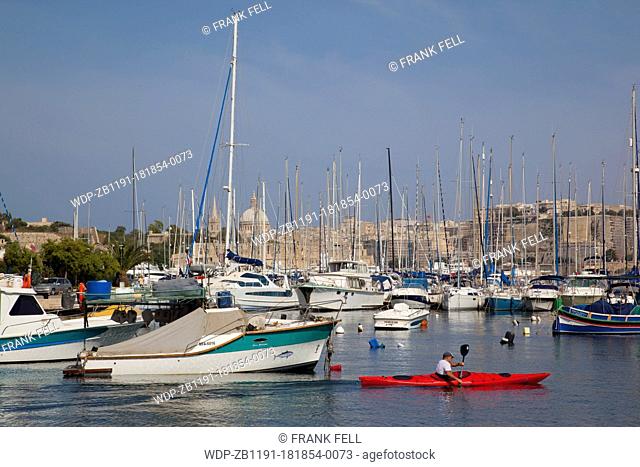 Maltese Islands, Malta, Sliema, Marina & valletta Skyline