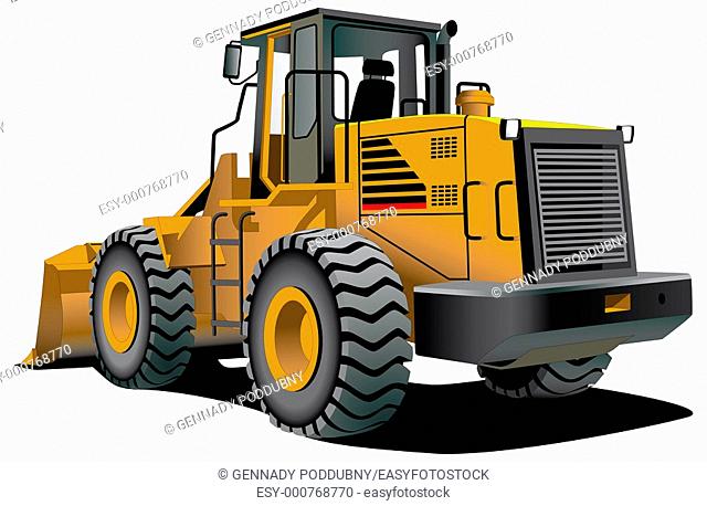 detailed vectorial image of bulldozer isolated on white background