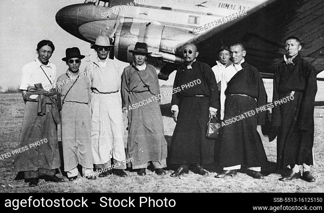 Tibetan Delegates Leave The Roof Of The World By Plane -- Left to Right: Chipchi Deyul, Fifth Rank Civil Officer; Yapshi Takla Sey