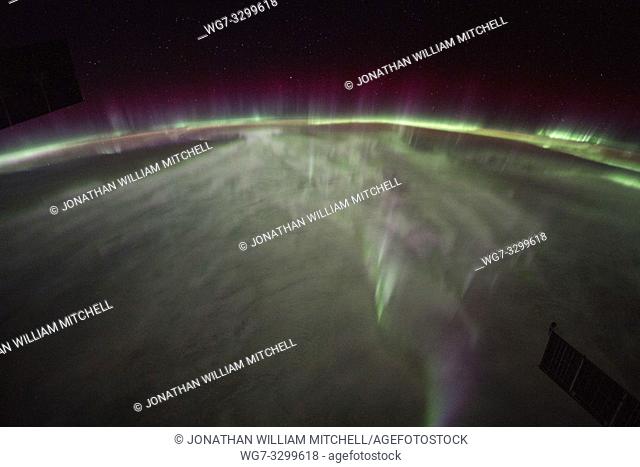 EARTH Southern Hemisphere - 28 Sep 2017 - An amazing display of the Aurora Australis or Southern Lights as seen by astronauts from the International Space...