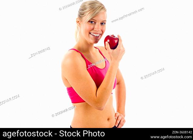 Beautiful Healthy Girl Eating an Apple