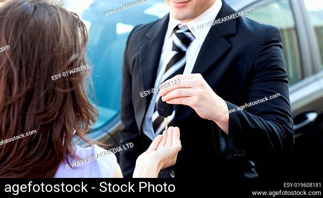 Attractive businessman meeting his colleague