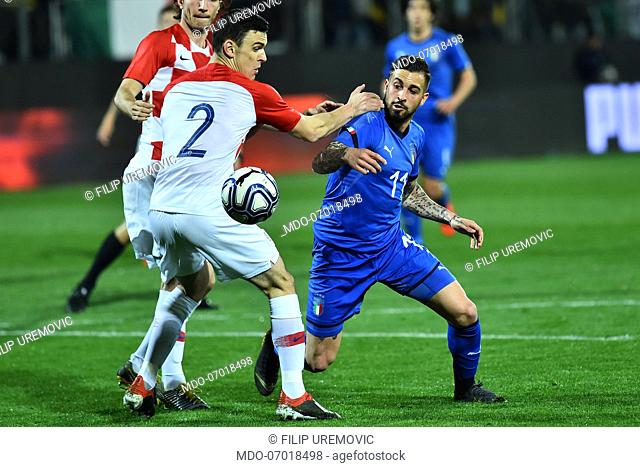 Croatian football player FIlip Uremovic and Italian football player Vittorio Parigini during the friendly match Italy-Croatia under 21 in the Benito Stirpe...
