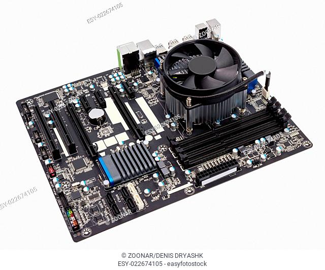 Computer motherboard isolated on white background