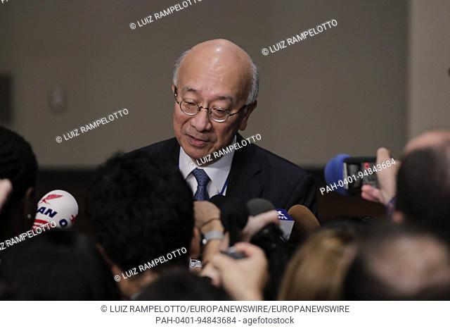 United Nations, New York, USA, September 15 2017 - Koro Bessho, Permanent Representative of Japan to the UN Participated on a Security Council Consultations on...