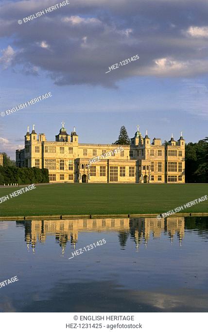 Audley End House, Saffron Walden, Essex, 1996. The west front is viewed here across the lake. Audley End House stands on the site of Walden Abbey
