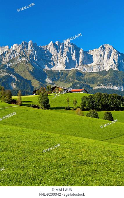 Farm at Wilden Kaier, Kaisergebirge, Tyrol, Austria, Europe