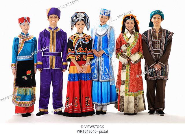 Chinese people wearing traditional costumes