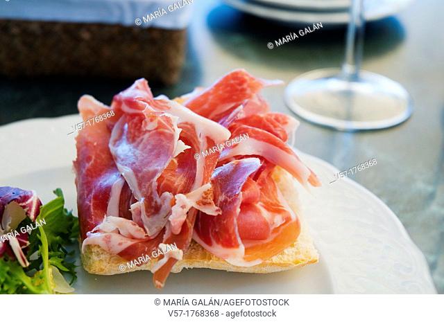 Spanish tapa: Iberian ham. Spain