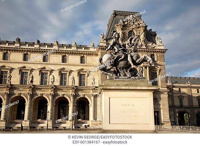 Louis XIV Statue at the Louvre Art Museum, Paris, France