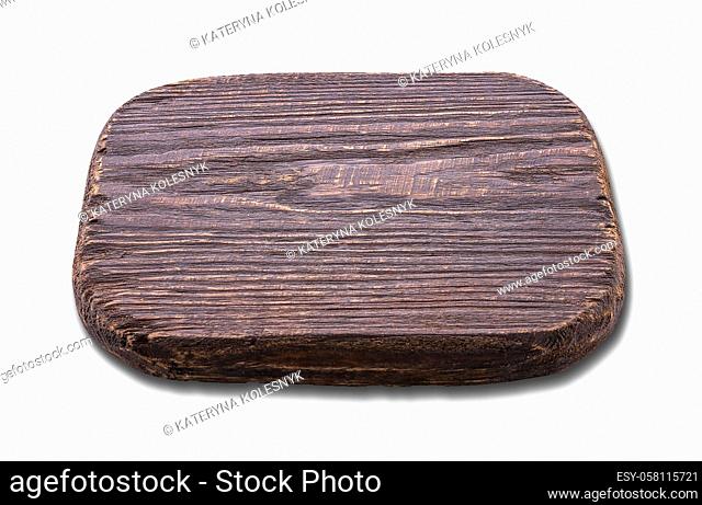 Small wooden board isolated on a white background