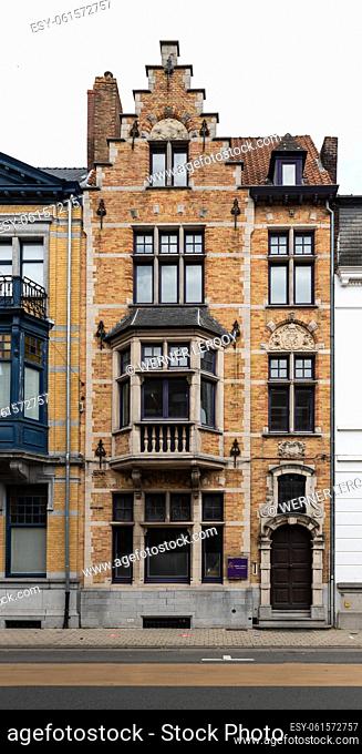 Kortrijk, West Flanders Region - Belgium. Upper scale house with Flemish neo renaissance facade