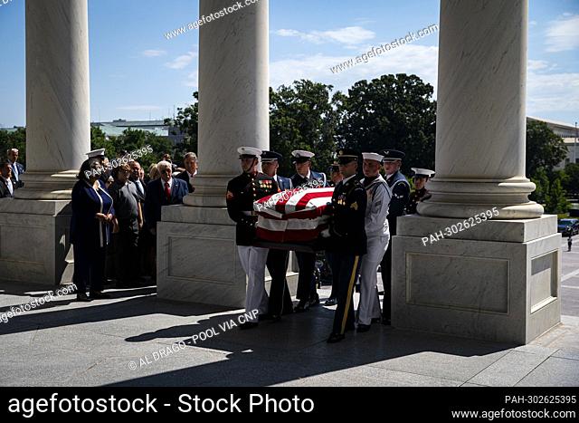 The remains of Hershel Woodrow ""Woody"" Williams is carried up the East Front Center Steps of the US Capitol before lying in honor in Washington, D.C
