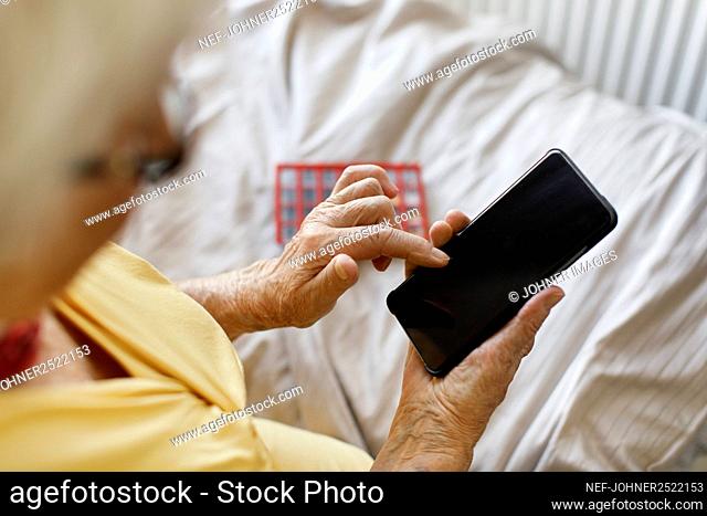 Woman's hands holding cell phone