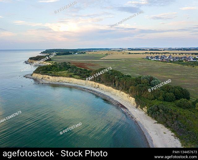 Ruegen, Germany July 25th, 2020: Impressions summer - 2020 Rugen / Ruegen / empty cliffs and beaches near Dranske / aerial photo / drone photo | usage worldwide
