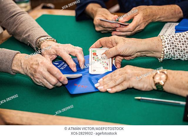 old people playing bridge game