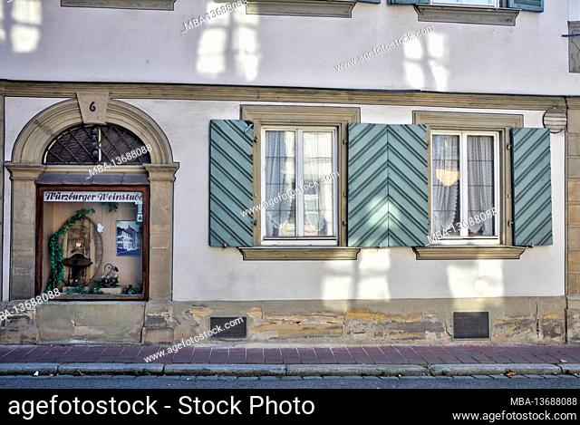 Würzburger Weinstube, house facade, facade, window, architecture, decorative, Bamberg, Franconia, Bavaria, Germany, Europe