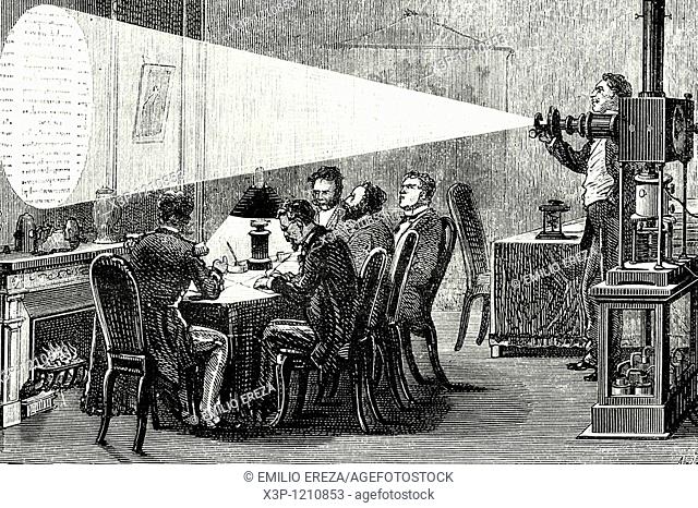 Reading microphotography  Paris  Antique illustration  1882