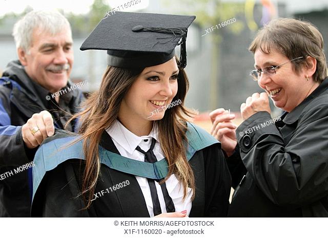 Students at Aberystwyth University Graduation day, Wales UK