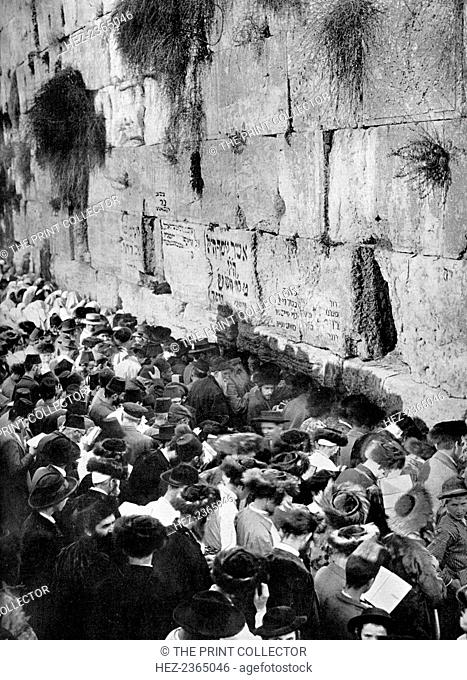 The Wailing Wall, Jerusalem. The wall, also known as the Western Wall is the only remnant of the Temple in Jerusalem, the holiest building in Judaism