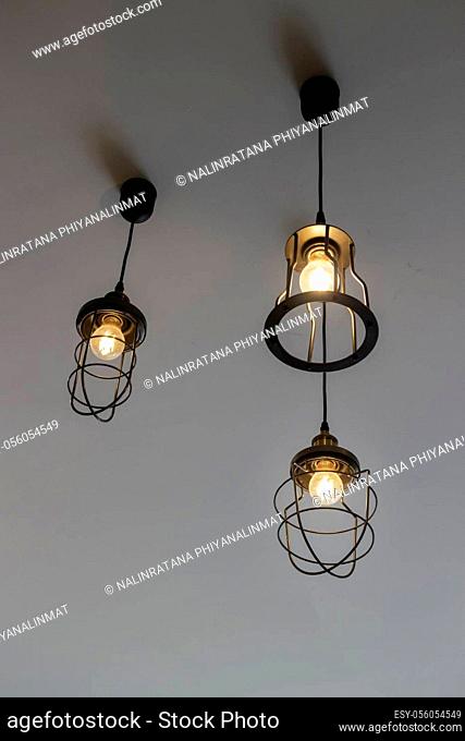 Lighting decoration with vintage ceiling lights, stock photo