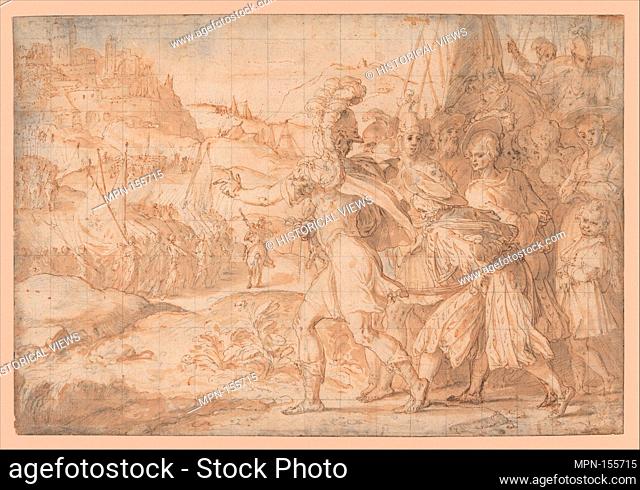 The Siege of Fiesole by the Goths. Artist: Friedrich Sustris (Netherlandish (possibly born Italy), Venice (?) ca. 1540-1599 Munich); Date: 1550-99; Medium:...