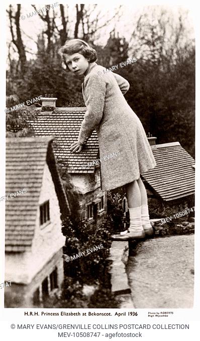 A 10-year-old Princess Elizabeth (later Queen Elizabeth II) at 'Bekonscot' in Beaconsfield, Buckinghamshire - the oldest original model village in the world -...