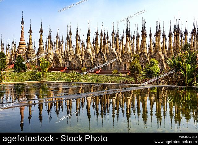 Myanmar,  Shan state, Kakku,  Kakkus pagoda with its 2500 stupas