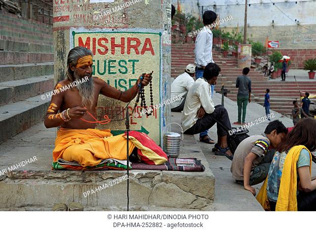 Sadhu on ghat from varanasi, uttar pradesh, india, asia