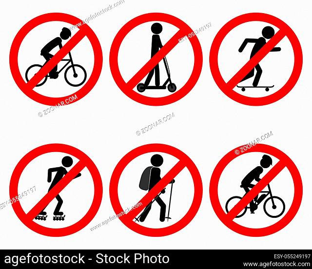 Verkehrsschild Verbot verschiedener Sportarten - Traffic prohibition sign for various sports