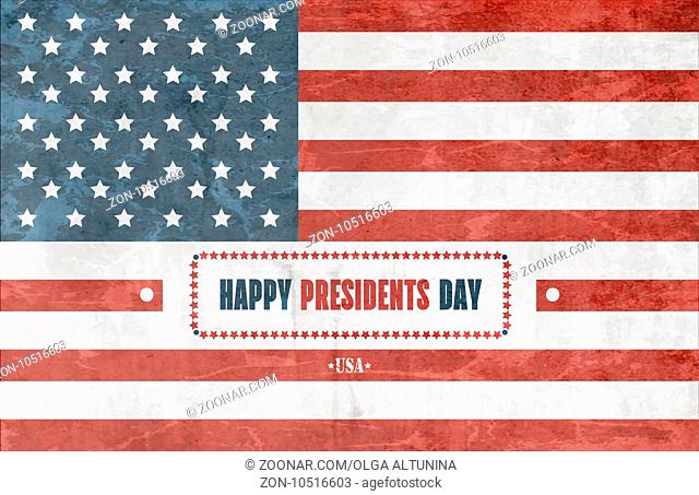 Grunge Presidents Day Background With American Flag