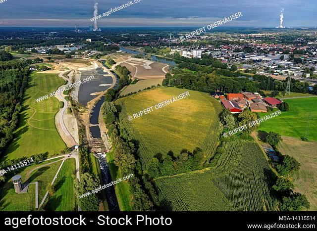recklinghausen, castrop-rauxel, north rhine-westphalia, germany - emscherland construction project, a 37 hectare water and nature adventure park at the water...