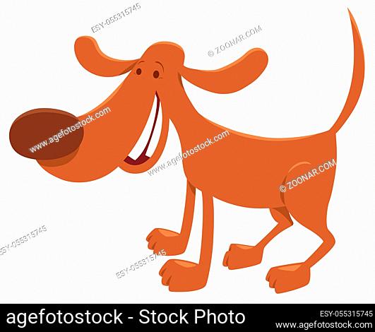 Cartoon Illustration of Happy Brown Dog Domestic Animal Character