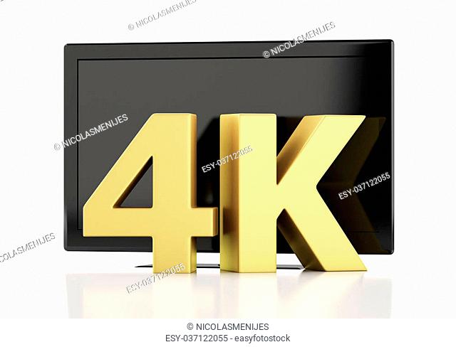 3d illustration. 4K UltraHD TV - high definition digital television. Technology concept. Isolated white background