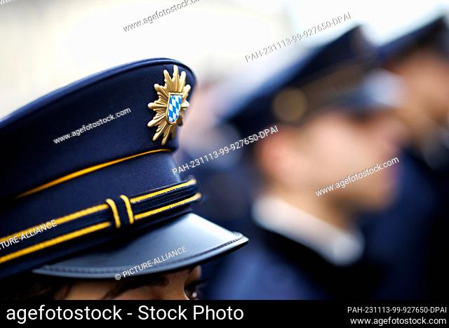 09 November 2023, Bavaria, Munich: The police star of the Bavarian state police, a golden star with the small state emblem of the Free State of Bavaria