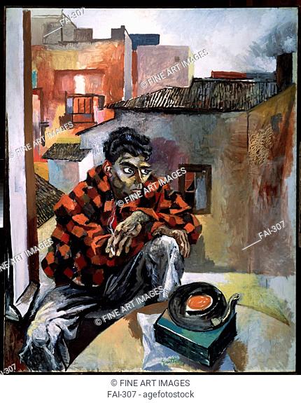 A Calabrian Worker's Roman Sunday (Rocco with a gramophone). Guttuso, Renato (1912-1987). Oil on canvas. Modern. 1960-1961. State A