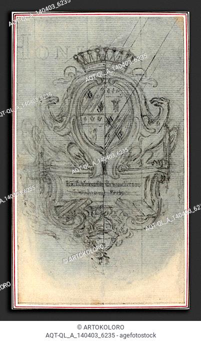 Hubert François Gravelot (French, 1699 - 1773), Coat of Arms with Two Eagles, graphite, incised for transfer on laid paper