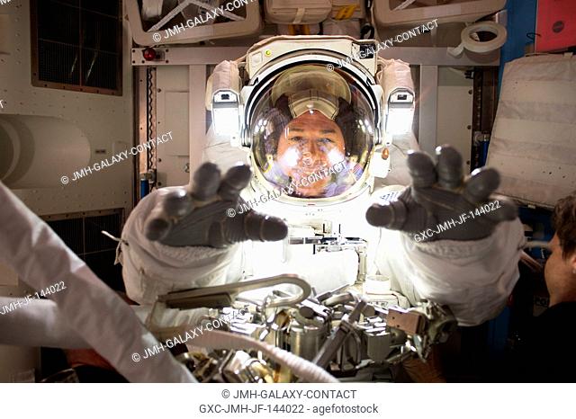 NASA astronaut Shane Kimbrough is photographed during a spacewalk in January 2017. During the nearly six hour spacewalk, the two astronauts successfully...